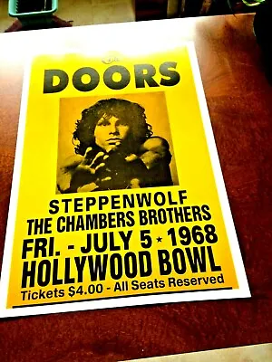 $12.99 • Buy The Doors. 14X22 Concert Poster, Full Color, Hollywood Bowl July 5th, 1968, MINT