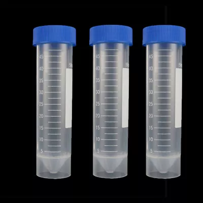 10 Pcs 50ml Plastic Screw Cap Flat Bottom Centrifuge Test Tube With Scale Tubes • $15.19