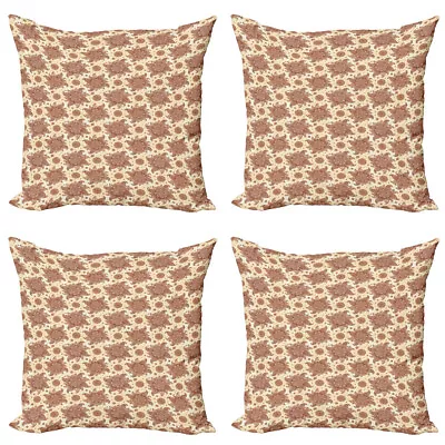 Brown Paisley Pillow Cushion Set Of 4 Autumn Tones Damask • £19.99