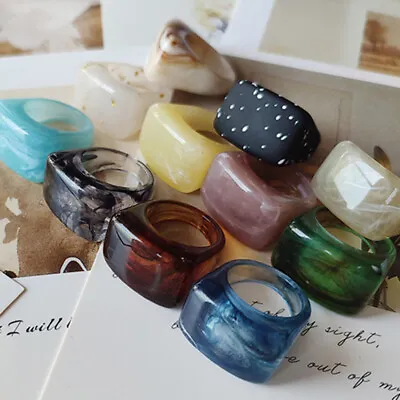 Vintage Resin Ring Vintage Marble Pattern Jewelry Ins Acrylic Geometric  • $1.38