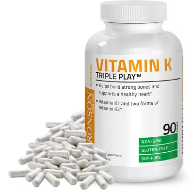 $14.99 • Buy Bronson Vitamin K Triple Play (Vitamin K2/ Vitamin K2/ Vitamin K1)