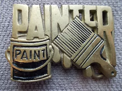 PAINTER- BRASS BELT BUCKLE-Baron Buckles 1980 SOLID BRASS 4517 Rare One- PAINTER • $14.99