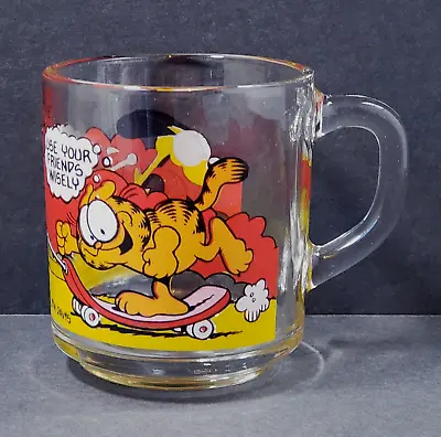 McDonald's 1978 Garfield & Otis Glass Mug Cup   Use Your Friends Wisely  • £15.41