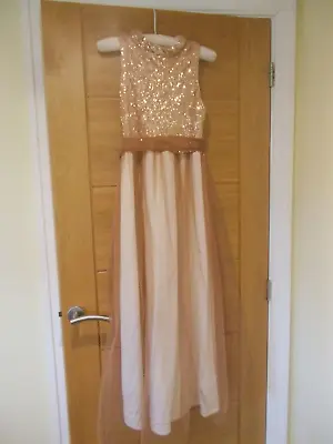 Miss Selfridge Dusty Pink Sequin Long Dress Occasion Gown UK 6 EU 34 US 2 XS • $18.65