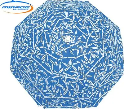 $40 • Buy Mirage 1.8m Bamboo Beach Umbrella - Blue+Inside Silver Lining For Sun Protection