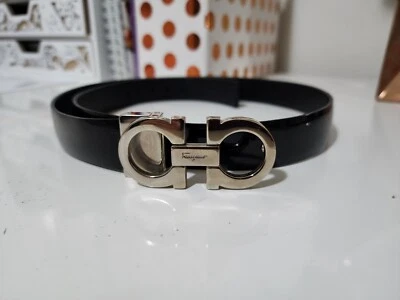 £157.53 • Buy Salvatore Ferragamo Reversible Gancini Pebbled & Black Leather Belt 75cm/30 Inch