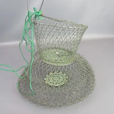 Vintage Inox Fishing Live Net Made In France Metal Wire Mesh Collapsible Trap • $9.59