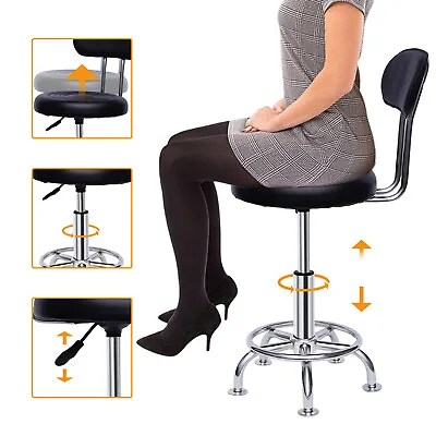 Work Shop Stool Bench Hydraulic Chair Bar Garage Adjustable Height+Back+Footrest • $58.90