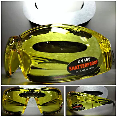 MOTORCYCLE SPORT SAFETY RIDING Day Night Yellow Lens PADDED SUN GLASSES GOGGLES • $14.99