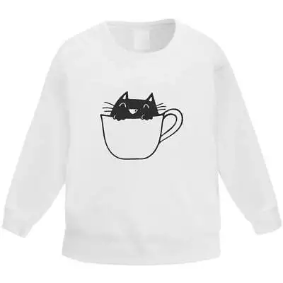 'Cat In Mug' Kid's Sweatshirt / Sweater / Jumper (KW017119) • $18.93