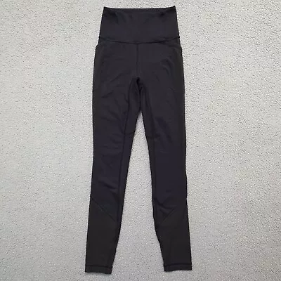 Lululemon Leggings Womens 2 Black Mesh Side & Ankle Full Length Athletic • $21.88