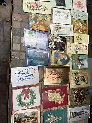 Vintage Huge  Lot Of  Used Birthday Cards Mixed Very Nice And Rare Christmas • $20