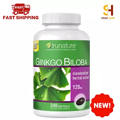 TruNature Ginkgo Biloba 340 Softgels - ALWAYS NEW - EXP 03/26 ✨ FAST SHIPPING • $19.79