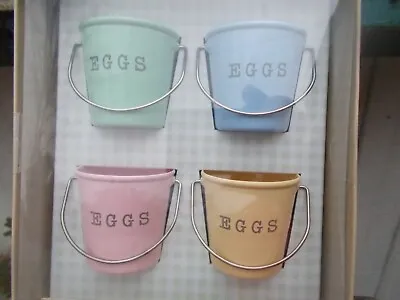 IDEAL EASTER GIFT - Pastel Shades - Metal Egg Cup Buckets - Set Of 4 • £5