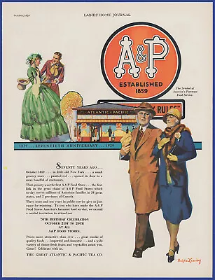 Vintage 1929 A&P Grocery Food Store Kitchen Bradshaw Crandell Art 20's Print Ad • $19.95