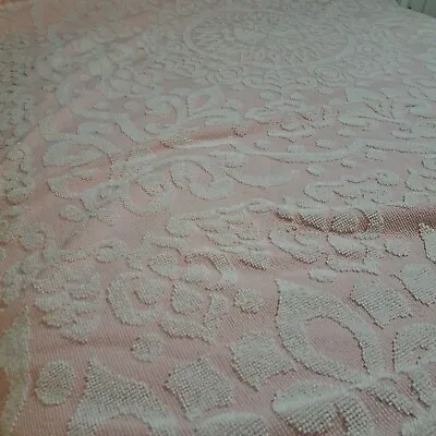 Harmony House Vintage Chenille Bedspread Pink And White Queen Size READ • $49