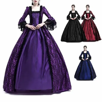 Womens Medieval Renaissance Gothic Costume Halloween Witch Cosplay Fancy Dress • £21.55