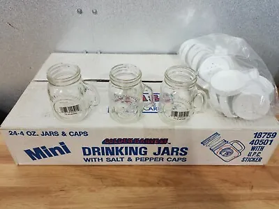 Lot 24 Small Mason Jar Salt & Pepper Shakers “Harvest Time” Minis W Handles-Lids • $75