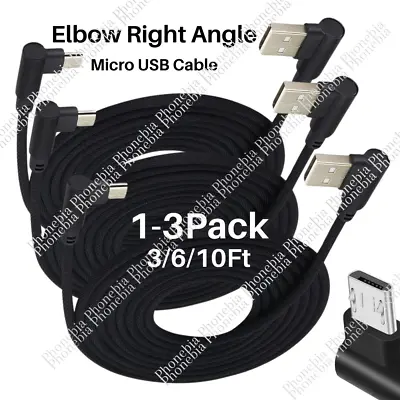 90 Degree Right Angle Micro USB Cable Charging 3/6/10Ft For Samsung Android Lot • $14.76