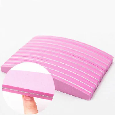 100/180 Nail Files Double Sided Washable Buffer Soft Sponge Nail Art Half Moon • £3.49