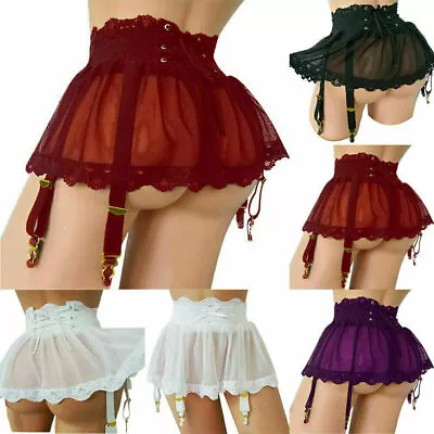 Women's Sheer Lingerie Micro Mini Skirt Pleated Sheer Short Dress Skirts Cosplay • £11.59