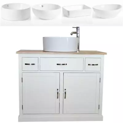 Bathroom Vanity Unit | White Cabinet Wash Stand With Ceramic Basin A • £563.06