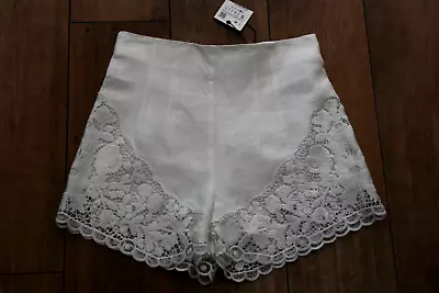 £15.99 • Buy NEW&TAGS ZARA Lace Trim Shorts SIZE S 8 High Waisted Crochet Beach Hot Pants