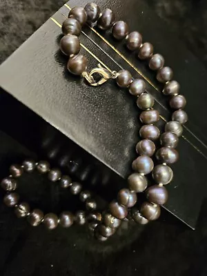 Attractive OYSTER Vintage Silver Plate SILK KNOTTED CULTURED Pearl Necklace 16  • $129