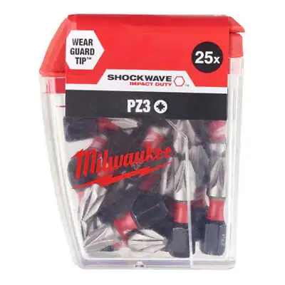£12 • Buy Milwaukee® Shockwave PZ3 25mm Screwdriver Bits 25 Piece Set