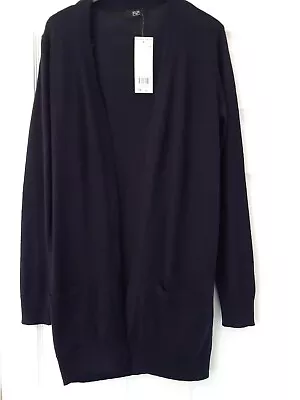 BNWT F&F Navy Edge To Edge Long Line Cardigan Size 8 • £3