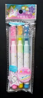 Pack Of 3 Kawaii *Kawaii Star* Star ⭐ Shaped Nib Neon Marker Pens • £4