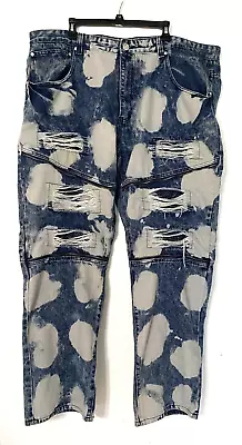 Encrypted Men's Distressed Acid Wash Tapered Zipper Hip Hop Jeans - Size 46x33 • $19.99