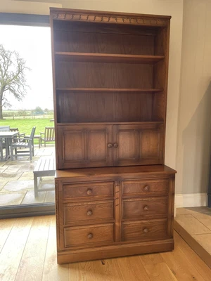 £295 • Buy ERCOL Display Cabinet  Bookcase Cupboard Over Chest Drawers Golden Dawn