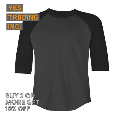 Mens Plain Raglan Tee Casual 3/4 Sleeve Baseball T Shirt Camo Bdu Sports Jersey • $8.95