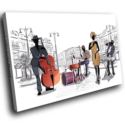 E215 Black White Orange Jazz Music Band Modern Canvas Wall Art Picture Prints • £8.98