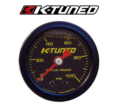 K-TUNED Fuel Pressure Gauge 0-100 Psi Black Universal KFR-FPG-B55 • $39.99