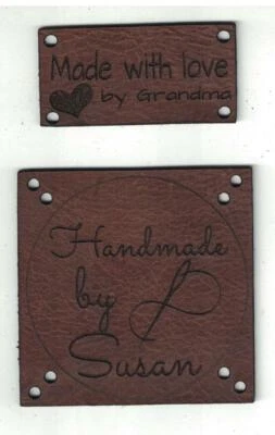 $1.25 • Buy Personalized Real Leather Crochet Knitting Sewing Labels Custom New Handmade By