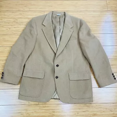 PBM Men Tan Notch Lapel 2-Button Flap Pocket Camel Hair Career Dress Blazer XL • $36.99