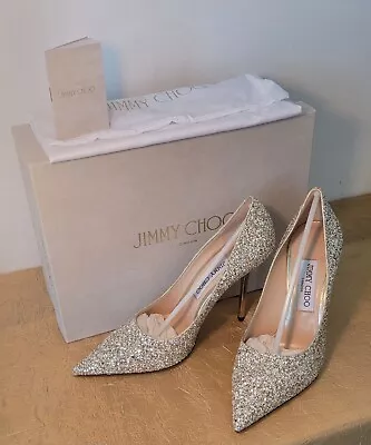 NEW Jimmy Choo Love 100 Moon Sand Gold Coarse Glitter  Size 8 1/2          • $450