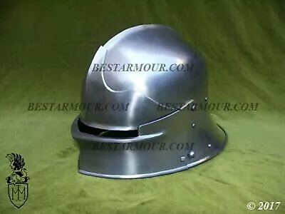 Medieval Knight Costume Armor Helmet Replica 18GA SCA LARP German Sallet Helmet • £77.14