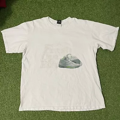 Vintage Nike Air Jordan Large L Green 5 Fresh Out The Box T-Shirt White Y2k Tee • $31.99