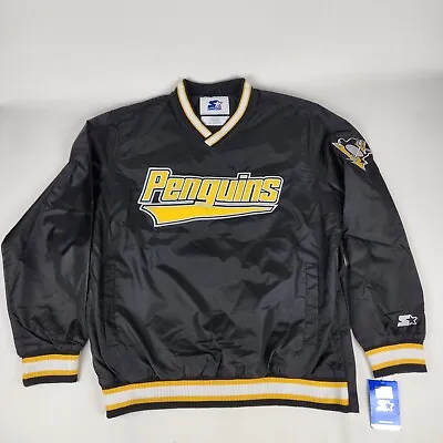 Vintage Starter Pittsburgh Penguins Pullover Size XL Jacket 90s Black Yellow NWT • $79.95