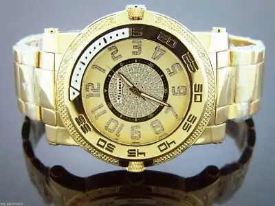 JoJino Men's MJ-1227 Canada 0.25ct Diamonds 58mm Round Watch Goldtone • $239.99