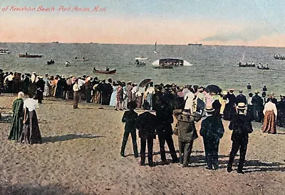 Postcard Port Huron MI - Life Saving Service Drill Kewahdin Beach • $10