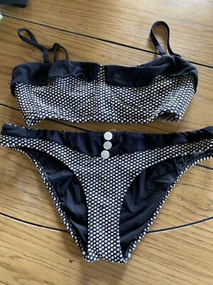 $19.99 • Buy Tigerlily Swim 2 Piece Black And White Polka Dot Bikini Sz.12