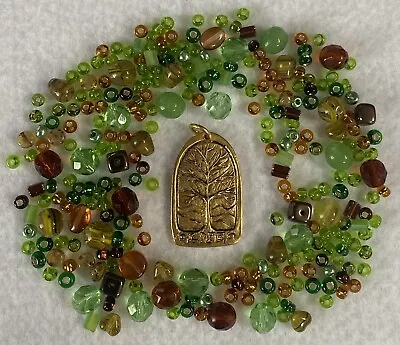 Green Girl Studios  Tree Of Life Pendant W/Thoreau Czech Glass Beads • $4.99