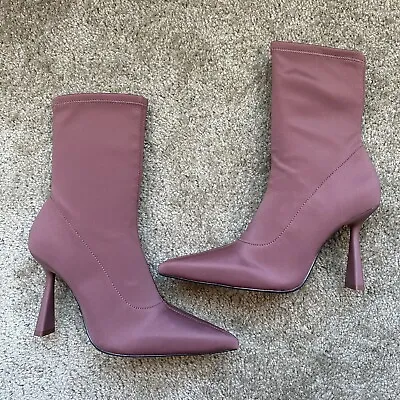 $69 • Buy New Zara Pink Stretch Fabric Heeled Ankle Pointed Toe Boots 3102/111 Size 8 9 10