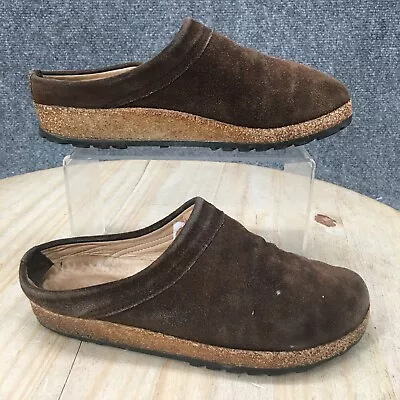 Haflinger Shoes Womens 37 Slip On Mules Clogs Brown Suede Round Toe Low Top • $27.49