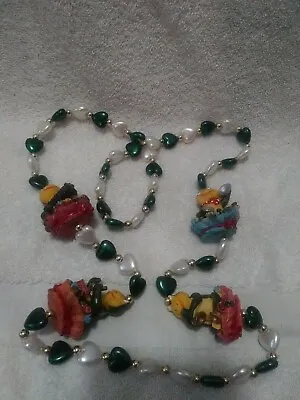  Musical Frogs  Playing Guitars & Bongos Mardi Gras Necklace Beads  • $14.99