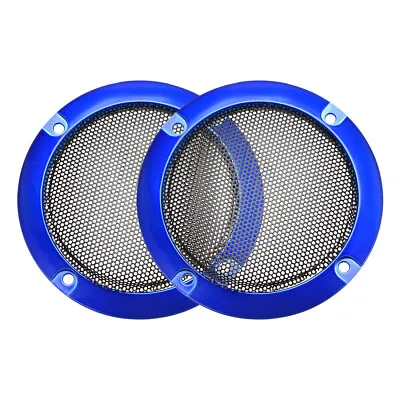 Speaker Grill Cover 3 Inch 95mm Mesh Circle Subwoofer Guard Black And Blue 2pcs • $8.29